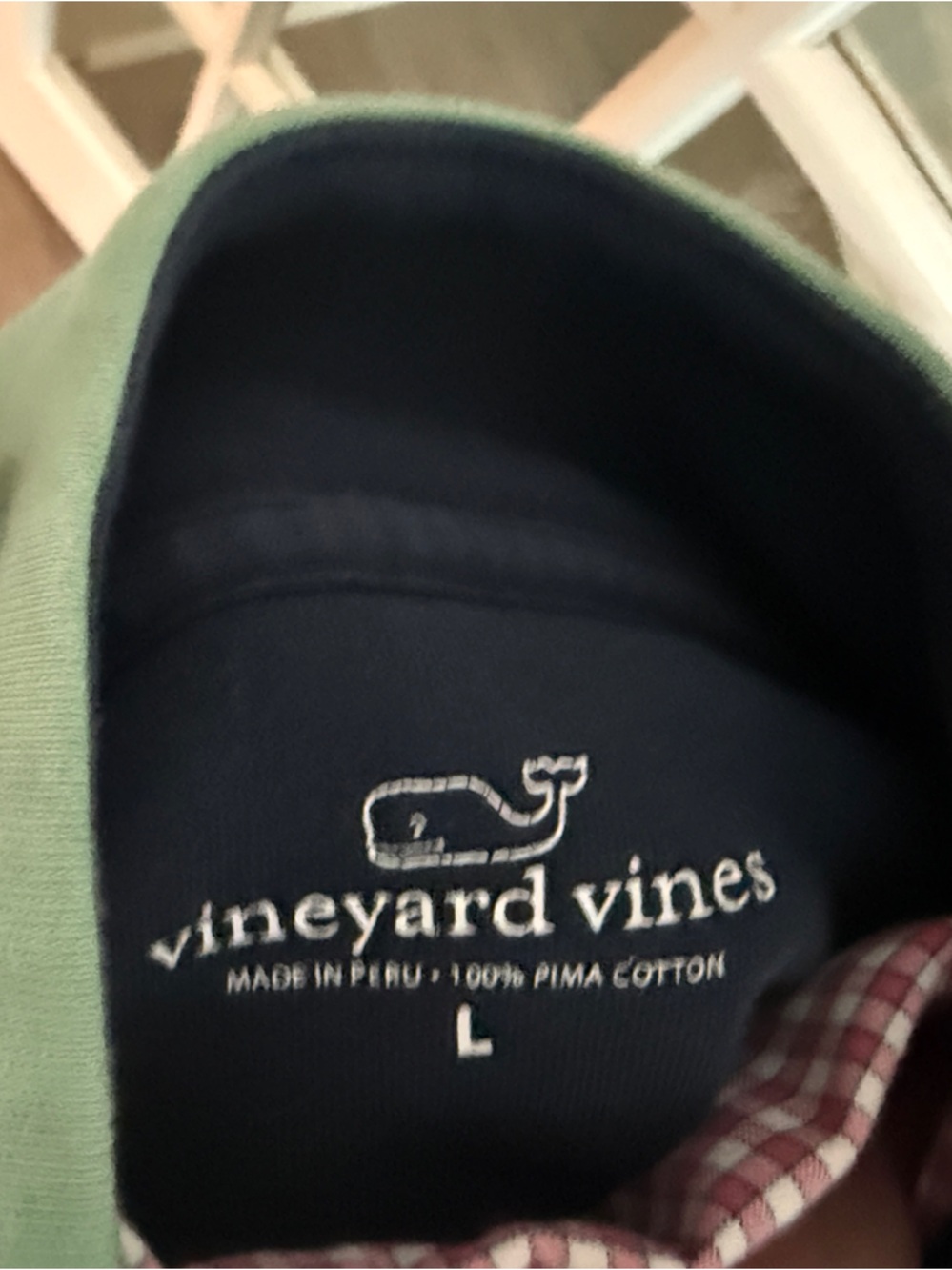 Vineyard Vines Pink and White Gingham Button-Down Shirt and Green Pullover - Picture 9 of 9